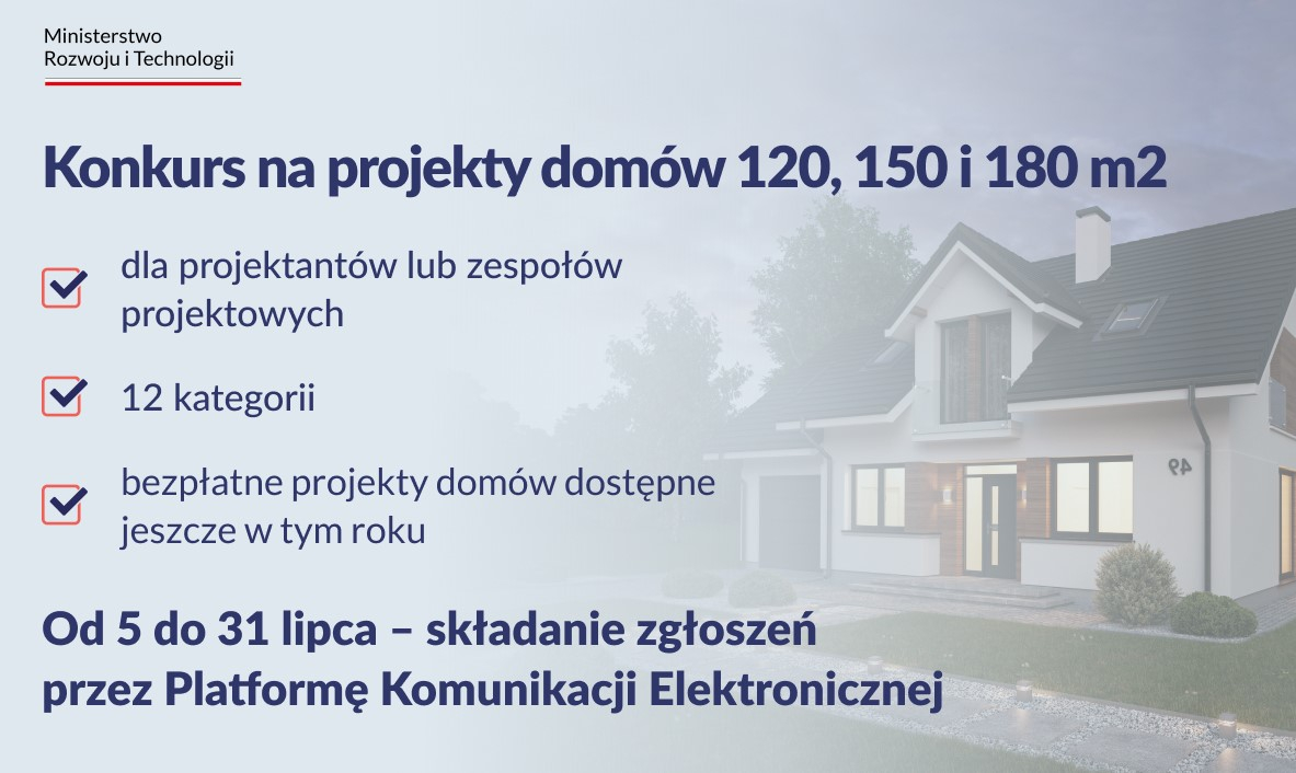 Konkurs architektoniczny na projekty domów jednorodzinnych 120, 150 i 180 m.kw.