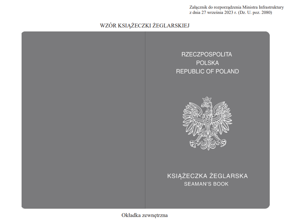 Nowy wzór książeczki żeglarskiej od 14 października 2023 r - okładka zewnętrzna