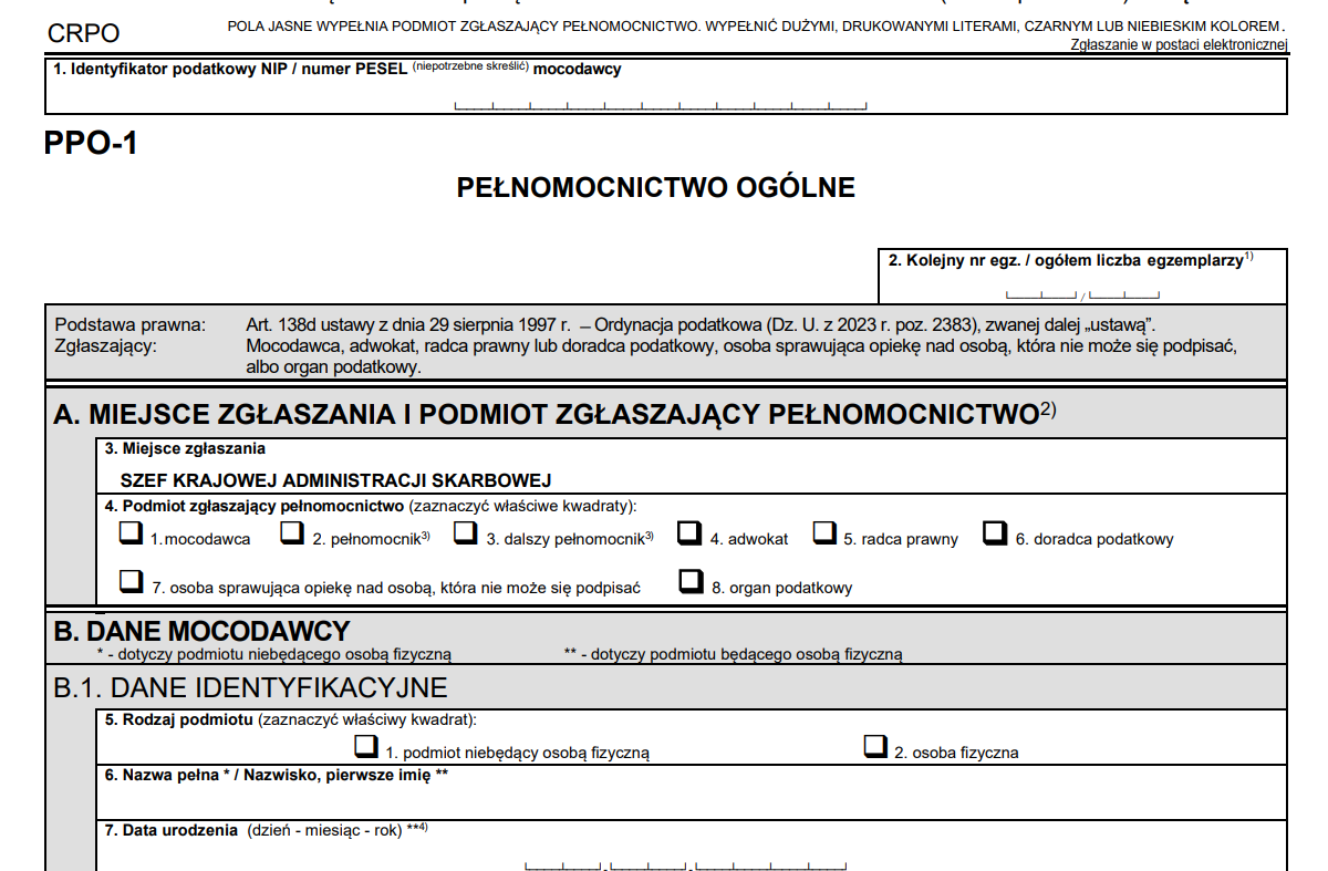 Nowy wzór pełnomocnictwa ogólnego w sprawach podatkowych od 10 grudnia 2023 r.