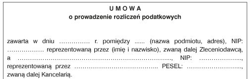 Biuro rachunkowe - umowa z klientem na prowadzenie rozliczeń podatkowych [Wzór]