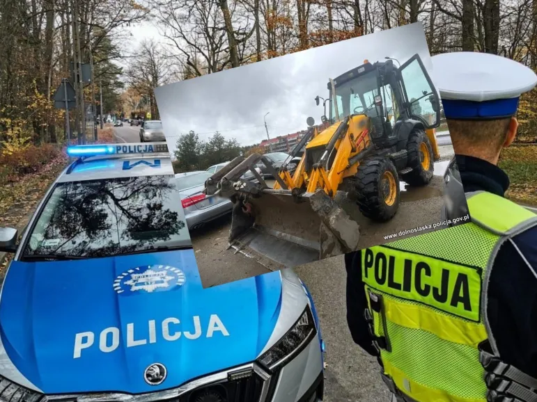 Miał trzy sądowe zakazy prowadzenia i jechał koparką, policja zatrzymała kierującego koparką z trzema zakazami prowadzenia