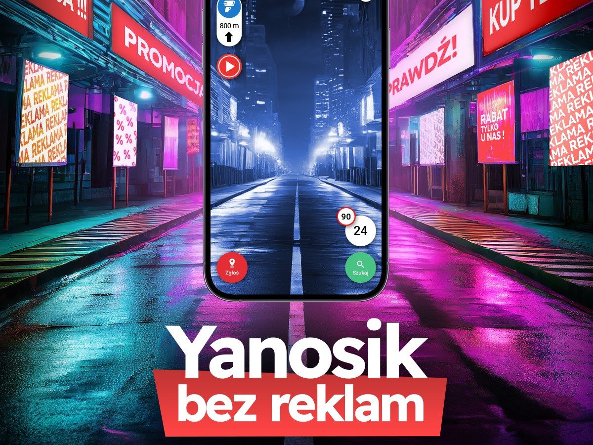 Yanosik bez reklam, brak reklam w Yanosiku, jak wyłączyć reklamy w Yanosiku
