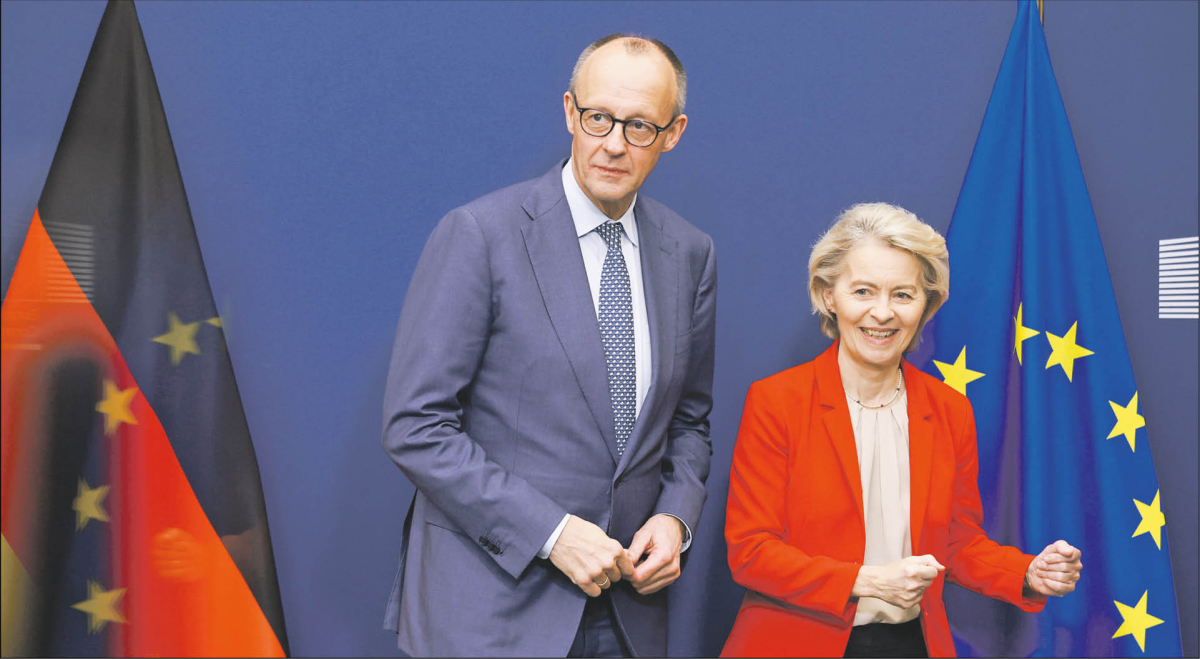 Kanclerz Niemiec Friedrich Merz z szefową Komisji Europejskiej Ursulą von der Leyen