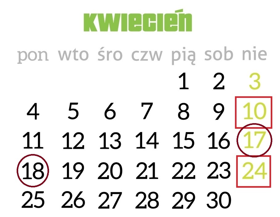 kwiecień 2022 niedziela handlowa 3 10 17 24 kwietnia handel w niedzielę kalendarz