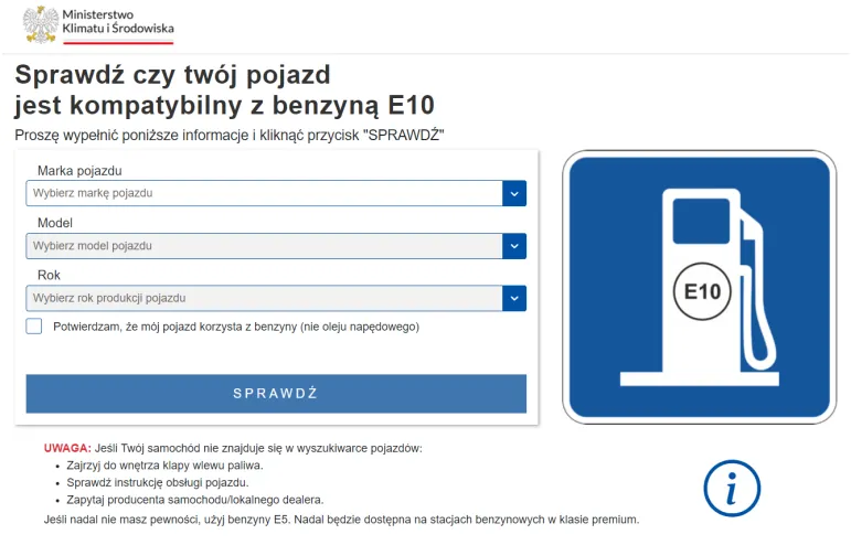 Benzyna E10 od 2024 roku w Polsce. Wyszukiwarka modeli, roczników i silników samochodów dostosowanych do nowego paliw