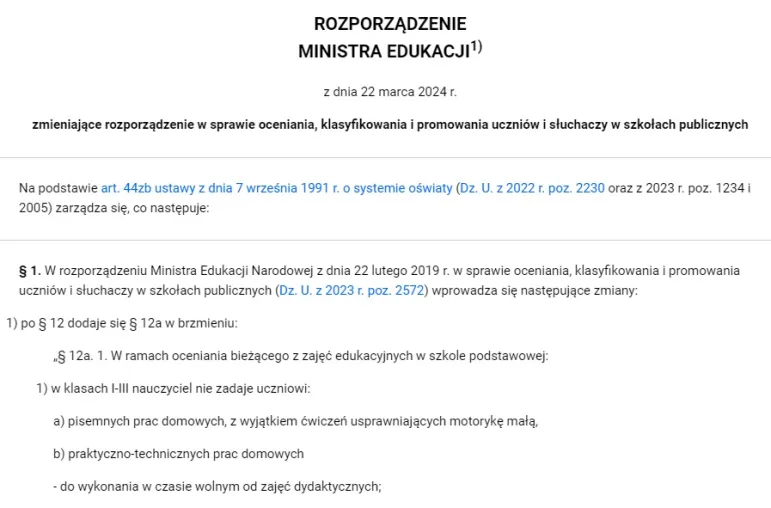 Brak prac domowych od 1 kwietnia 2024 - rozporządzenie