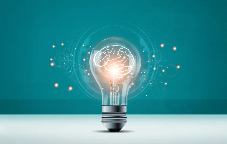 Generate,Ai,Technology.,Light,Bulb,With,Brain