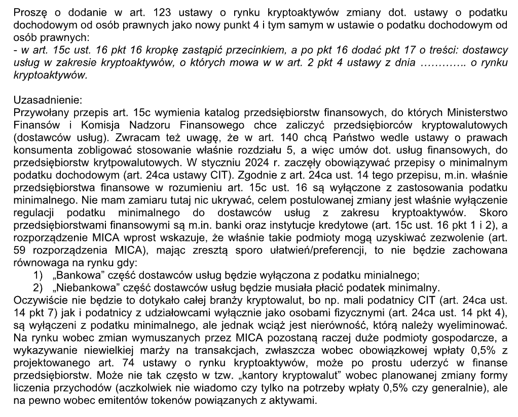 stanowisko radcy prawnego, doradcy podatkowego Macieja Grzegorczyka dotyczące ustawy o kryptoaktywach