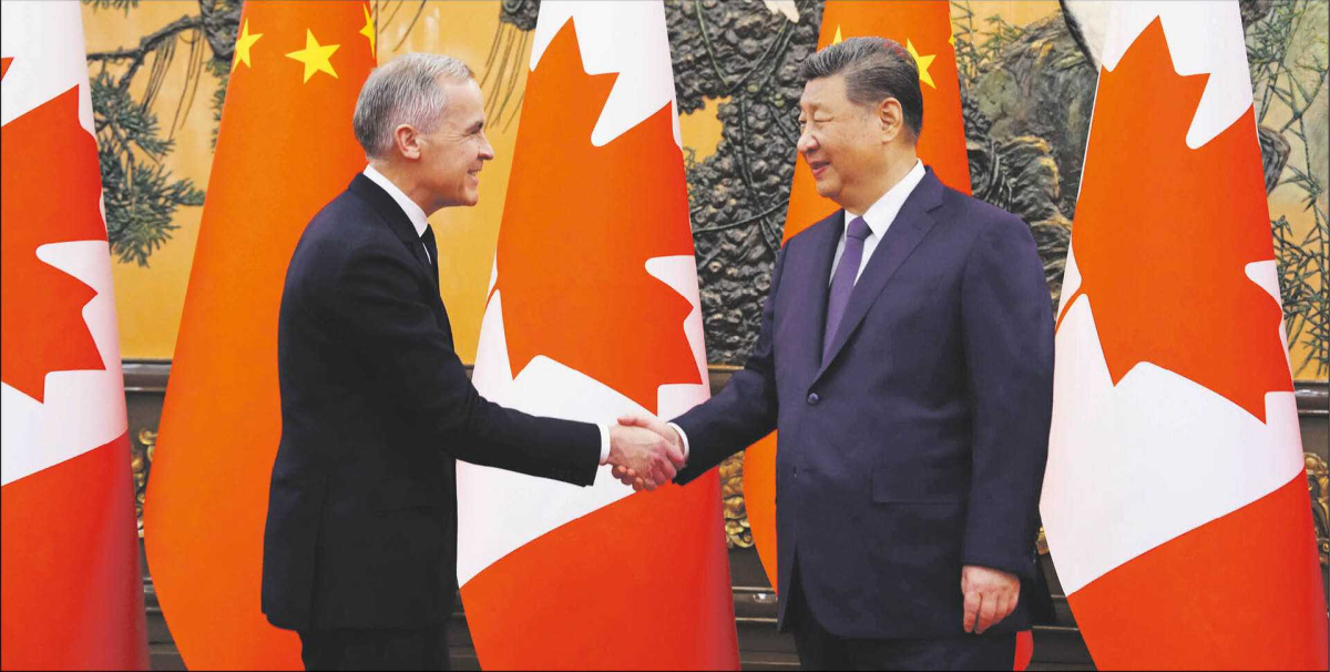 Premier Kanady Mark Carney na piątkowym spotkaniu z prezydentem Chin Xi Jinpingiem w Pekinie