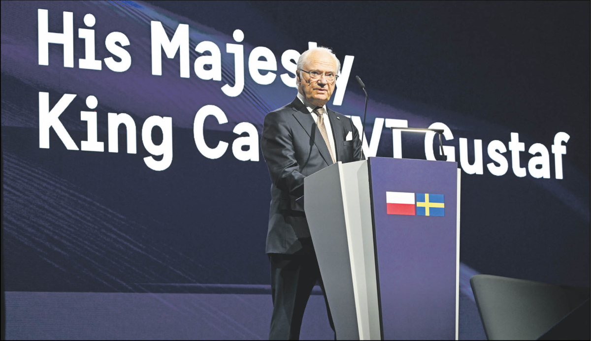 Król Szwecji Karol XVI Gustaw podczas Szwedzko-Polskiego Forum Obrony Totalnej „Silniejsi Razem”