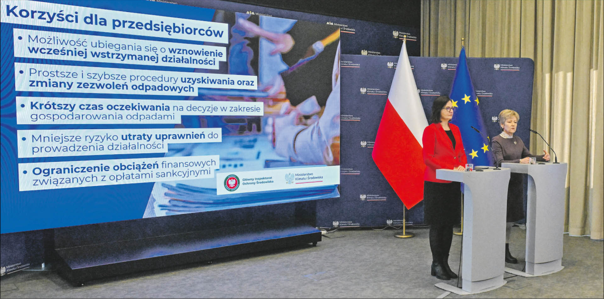 Wiceminister klimatu Anita Sowińska i główny inspektor ochrony środowiska Hanna Kończal, 20 lutego