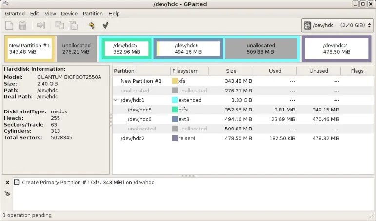 GParted - menedżer partycji