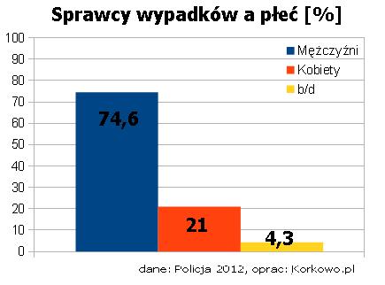 Mężczyźni są głównymi sprawcami wypadków samochodowych w Polsce.