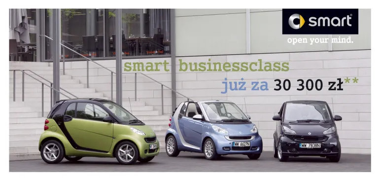 Specjalna oferta dla firm pozwala kupić Smarta Fortwo Coupe Pure 61 KM businessclass za jedyne 30 300 zł netto. Fot. Smart