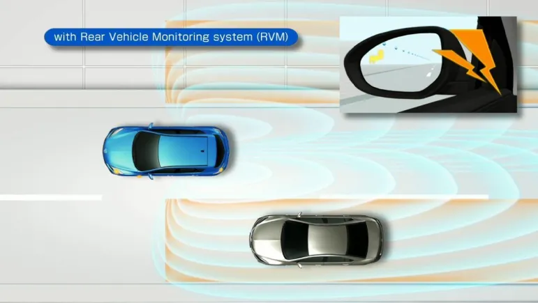 Układ monitorowania tyłu pojazdu (RVM) dostępny w modelu Mazda3, otrzyma nagrodę „Euro NCAP* Advanced” Fot. Mazda