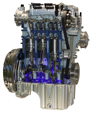 Blok silnika 1.0 wykonany jest jako jedyny z całej serii EcoBoost z żeliwa, a nie z aluminium.