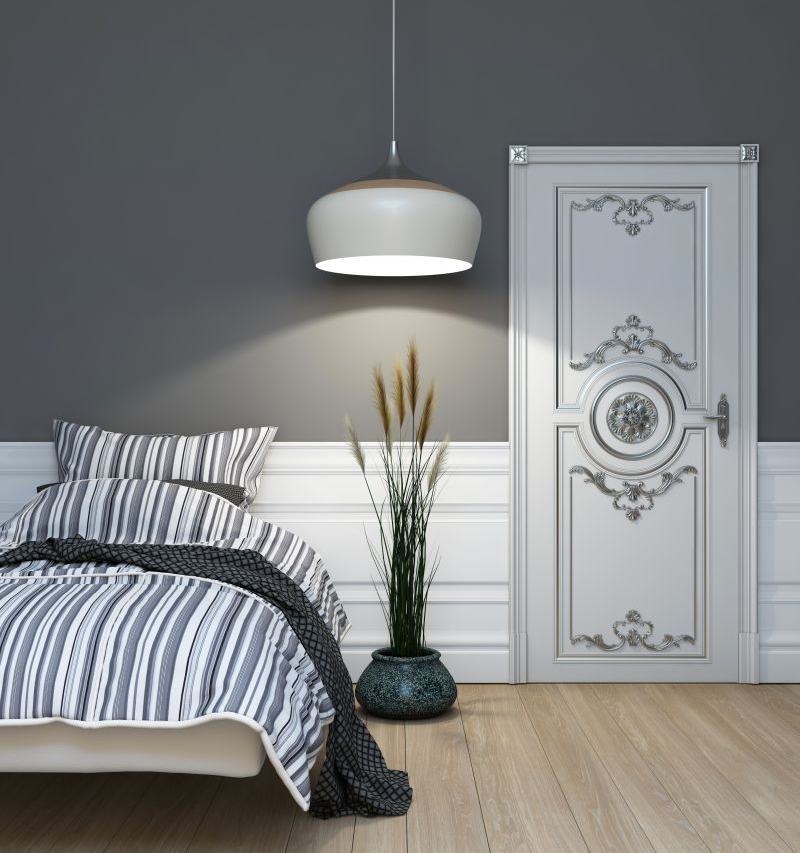 Beton na ścianie, sypialnia, wnetrza. Fot. Fotolia