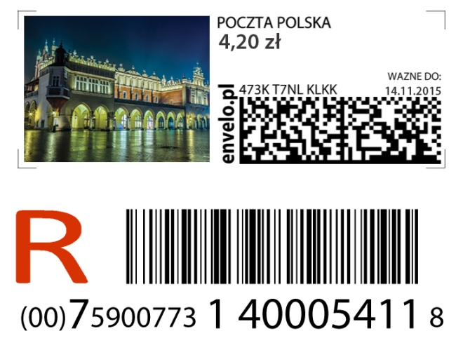 Envelo neoznaczek na list polecony.