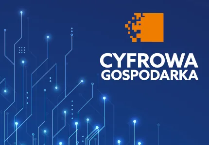 logo cyfrowa gospodarka na granatowym tle