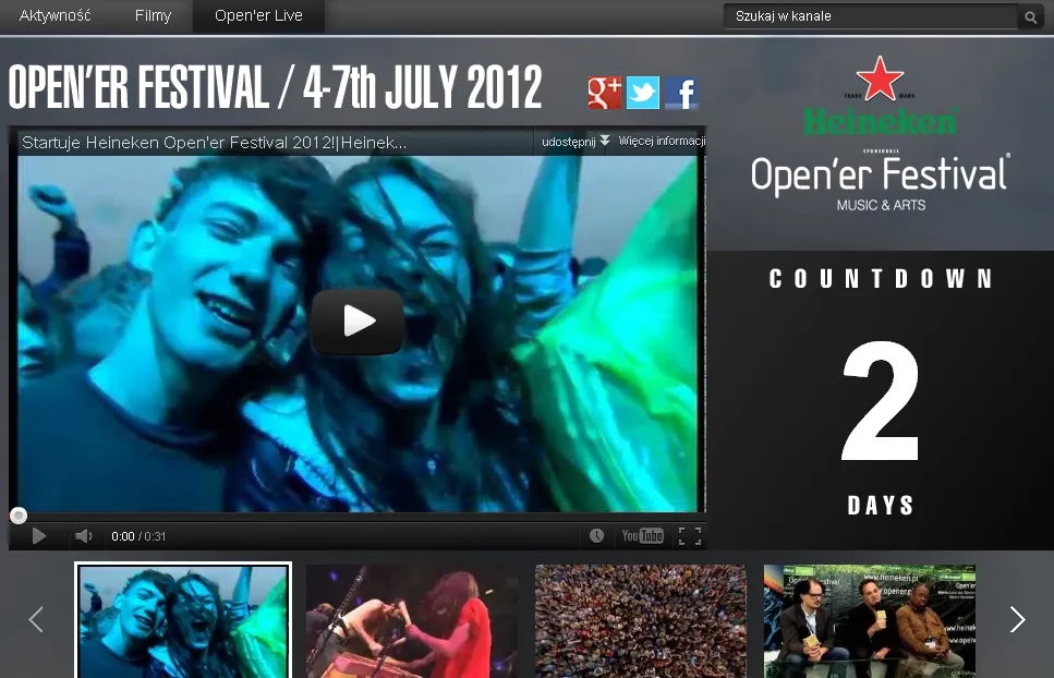 Heineken Open'er Festival na żywo w serwisie YouTube