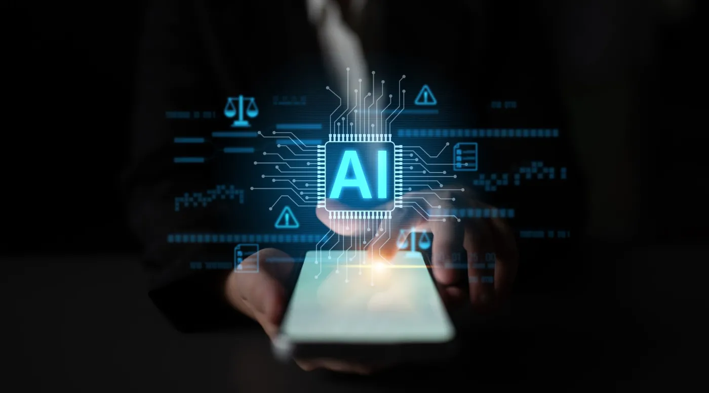 Ai,Circuit,Microchip,With,Glowing,Blue,Lines,,Surrounded,By,Legal