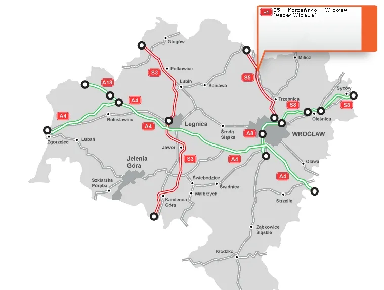 Droga S5: GDDKiA ogłosiła przetarg na odcinku Korzeńsko-Widawa Wrocław