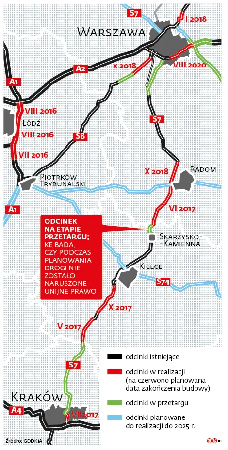 Wielka batalia prawna o odcinek ekspresówki S7. Bruksela prześwietla trasę