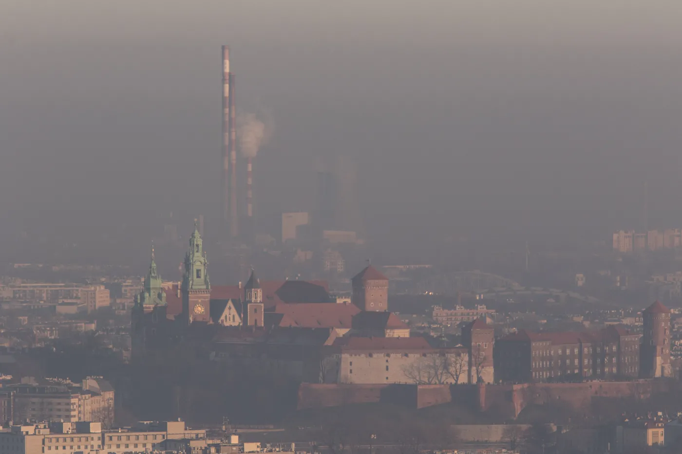 Cracow,,Poland,-,January,1st,,2017:,Smog,Over,Krakow,,Poland.
