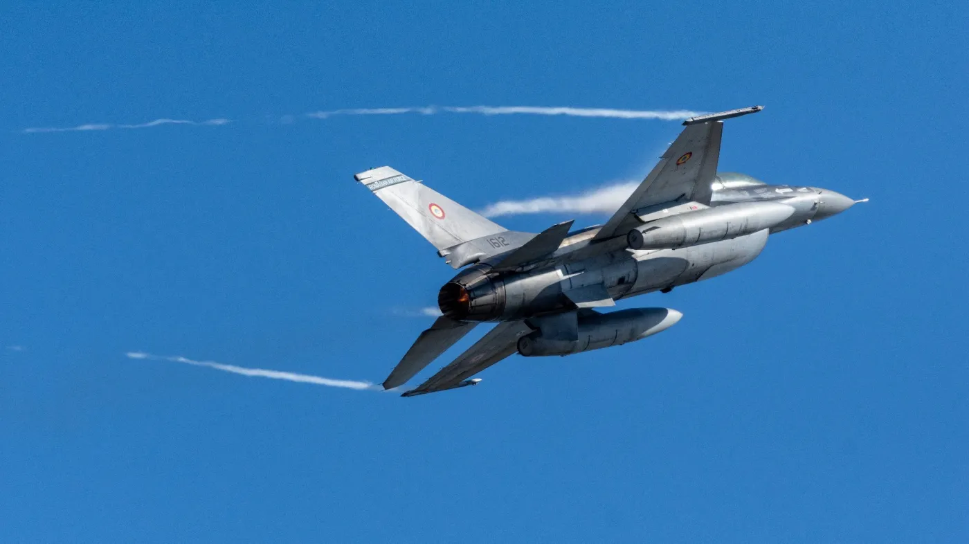 Bucharest,,Romania,08-30-2025:,F-16,Aircraft,Of,The,Romanian,Airforce,Performing