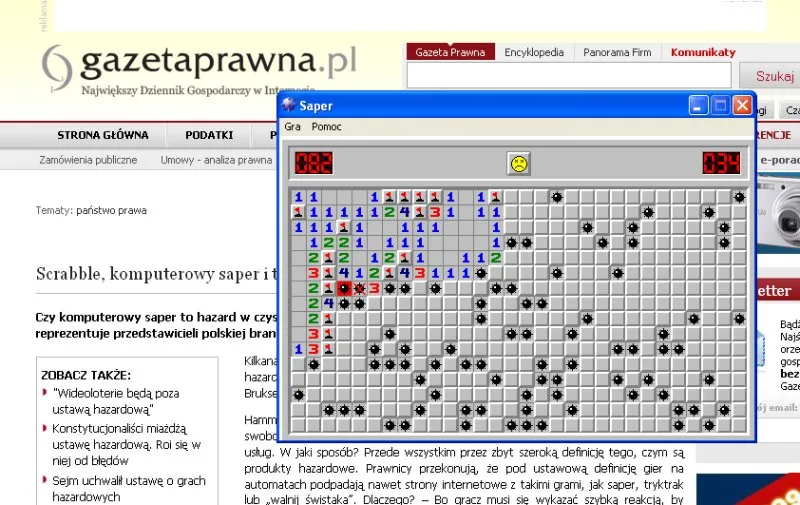 Komputerowa gra saper. 