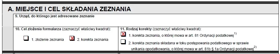 Jak zaznaczyć korektę zeznania w formularzu PIT-37 składanym w maju 2020 r.