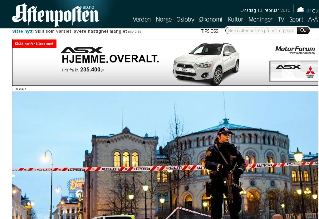 Policja otoczyła norweski parlament