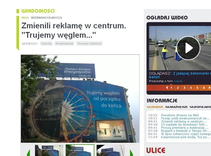 Przerobili reklamę w centrum. "Trujemy węglem"