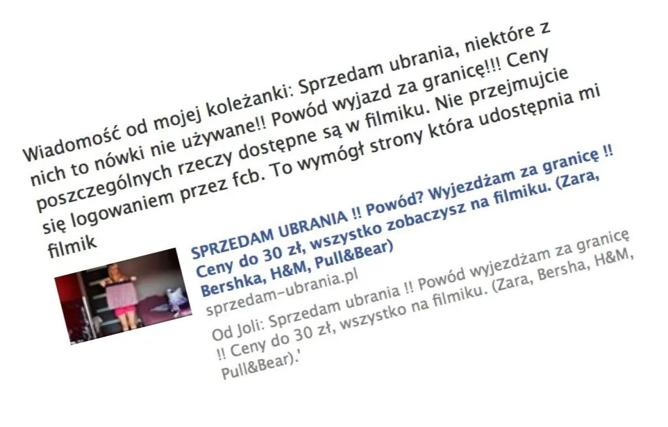Serwis wyłudzający dane na Facebooku