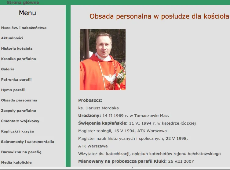 Ksiądz Dariusz Mordaka (fot. www.parafiakluki.pl)