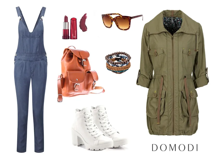 Stylizacja z kombinezonem jeansowym