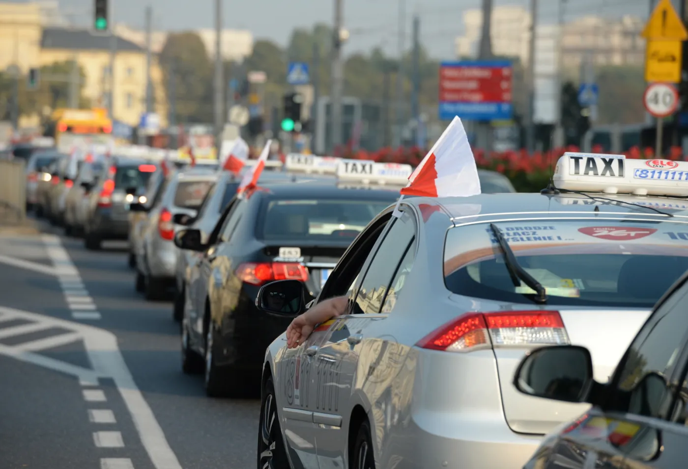 Protest taksówkarzy w Warszawie