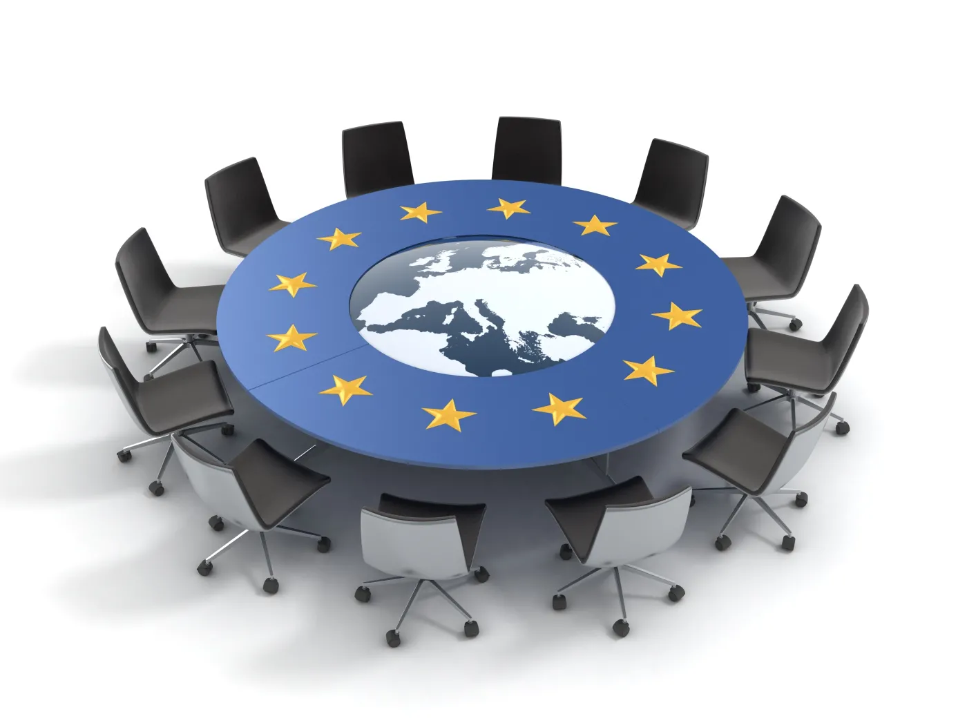 Stół z symbolami Unii Europejskiej