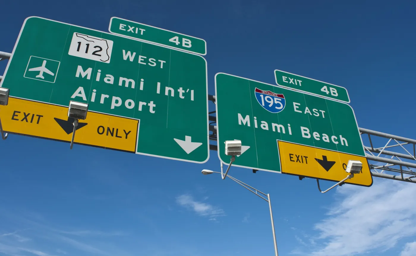Drogowskazy na lotnisko w Miami
