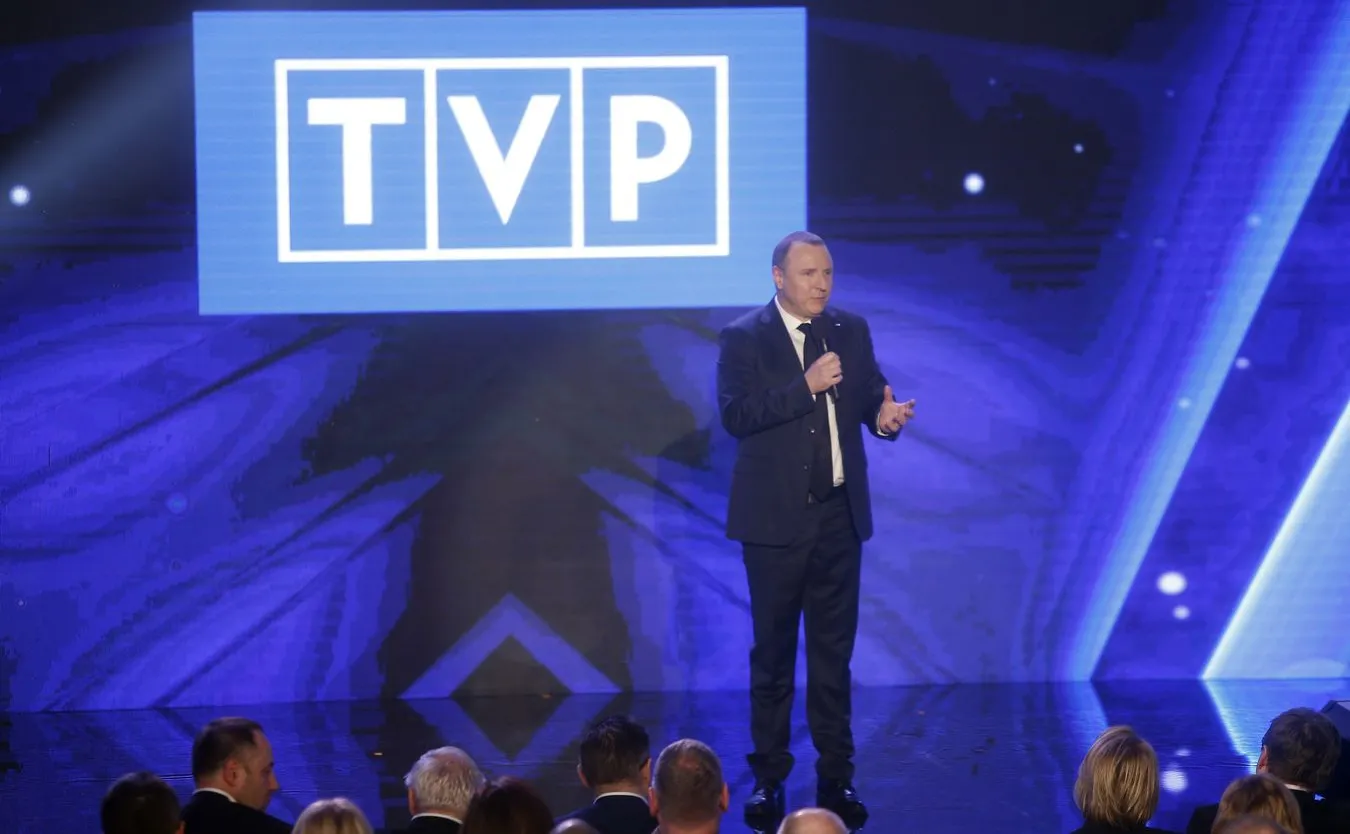 Jacek Kurski na konferencji TVP