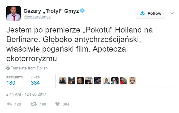 Cezary Gmyz na Twitterze o "Pokocie"