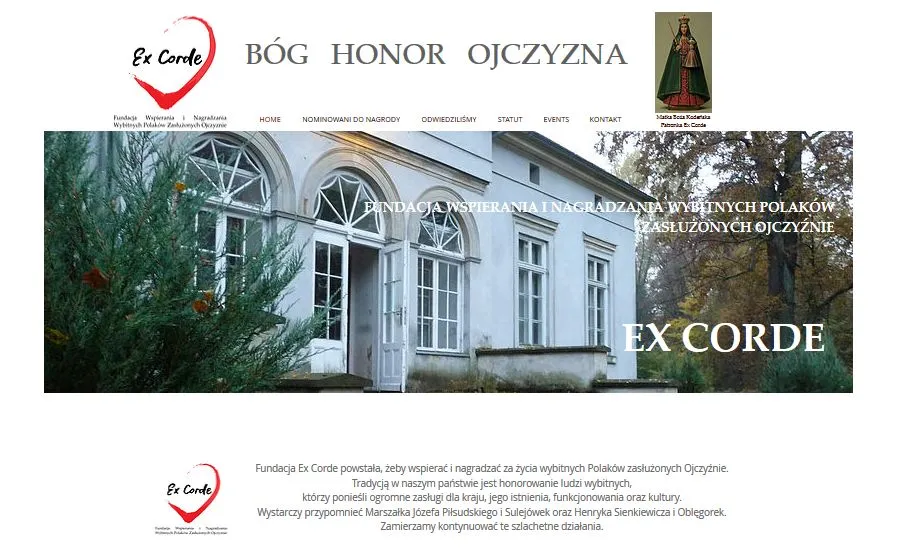 screenshot ze strony www.fundacjaexcorde.com