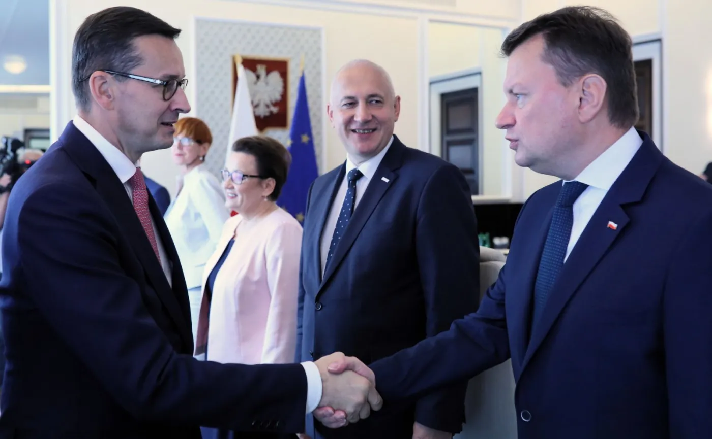 Mateusz Morawiecki i Mateusz Błaszczak
