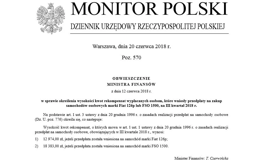 Obwieszczenie Ministra Finansów