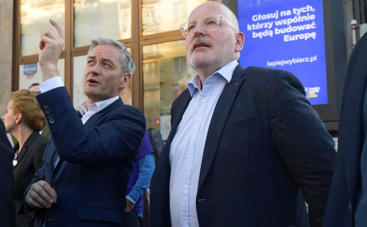 Robert Biedroń i Frans Timmermans