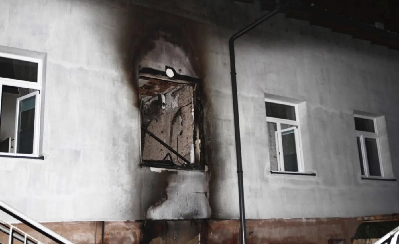 Miejsce pożaru w hospicjum w Chojnicach