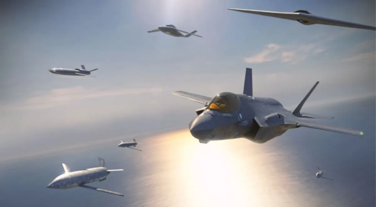 Myśliwiec F-35 z lojalnymi skrzydłowymi (wizualizacja)