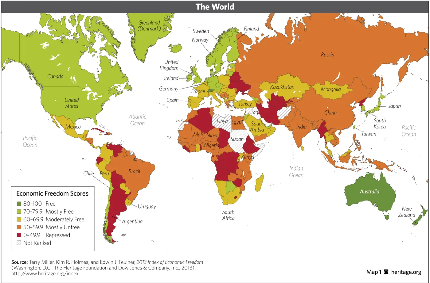 Ranking Wolności Gospodarczej 2013: Polska na 57. miejscu