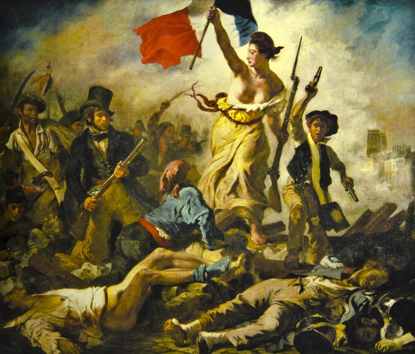 Obraz autorstwa Eugène Delacroix pt.: "Wolność wiodąca lud na barykady", upamiętniający wydarzenia Rewolucji Francuskiej. 