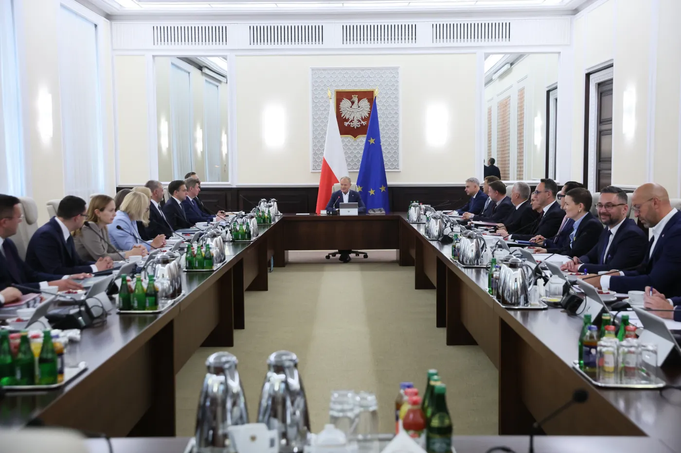 Premier Donald Tusk podczas posiedzenia rządu w Kancelarii Prezesa Rady Ministrów w Warszawie.